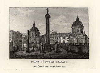 View of the Piazza of Trajan's Forum with Trajan's Column  Rome  1849.