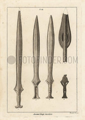 Brass swords  handle and spear head.