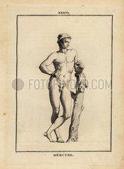 Statue of Mercury  Roman god of commerce and communication.