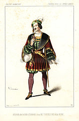 Singer and author Marius-Pierre Audran as Don Fernand in Ne Touchez pas a la Reine by Xavier Boisselot  Theatre Royal de l'Opera Comique  1846.