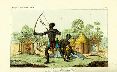 Two Luanda men of Cancobella  Angola  with bows and arrows.