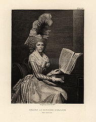 Marie Agnes Francoise Pascale Hosten playing piano.