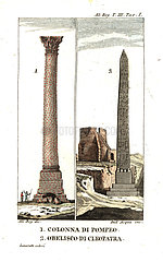 Pompey's Pillar 1  and the obelisk of Cleopatra 2.