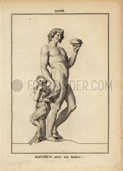 Statue of Bacchus  the Roman god of wine  naked with a satyr.