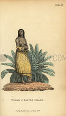 Native woman of Easter Island or Rapa Nui.