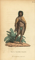 Native man of Easter Island or Rapa Nui.