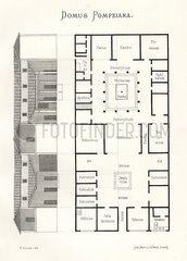 Elevation and floor plan of a house in Pompeii.