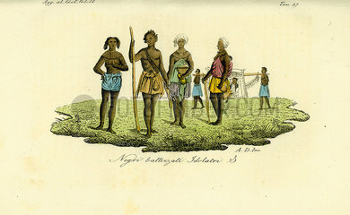 Costumes of natives of Benguela  Angola  1830.