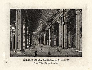 View of the interior of St. Peter's Basilica  Basilica Sancti Petri  Rome  1849.