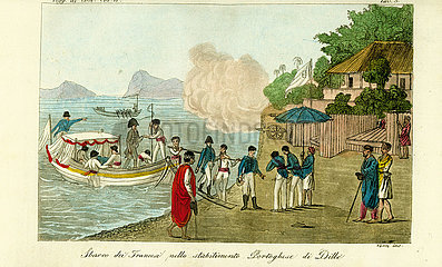 First arrival at the Portuguese settlement at Dille  Timor.