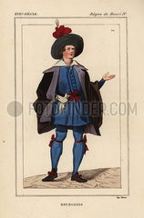 Costume of a French bourgeois man  16th century.