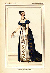 Costume of a female courtier  French Napoleonic era.