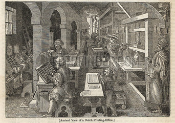 Dutch printing office  16th century.