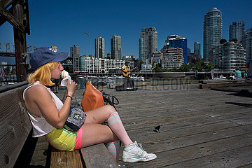 girl having an icecream on vancouver island