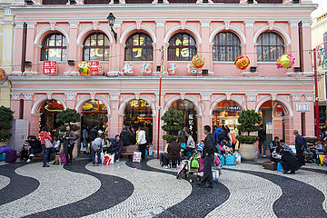 portugese architecture in Macau  China  shopping in Macau  China