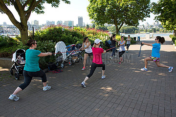 Young mothers doing post natal Exercises in Vancouver