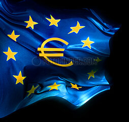 France. Symbolic Euro concept inside the flag of the European Union