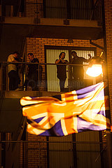Grossbritannien  Belfast - Union Jack am Orangemen’s Day  protestantischer  jaehrlicher Feiertag zum Gedenken an die Schlacht am Boyne