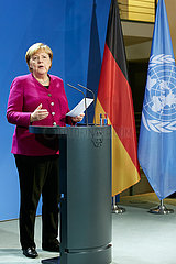 Berlin  Deutschland - Bundeskanzlerin Angela Merkel bei einer Pressekonferenz im Kanzleramt.