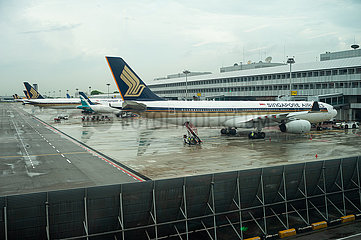 Singapur  Republik Singapur  A330 Passagierflugzeug der Singapore Airlines auf dem Flughafen Changi