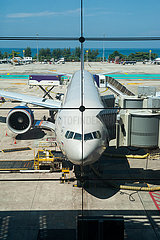 Phuket  Thailand  Boeing 777 Passagierflugzeug der Aeroflot auf dem Flughafen Phuket