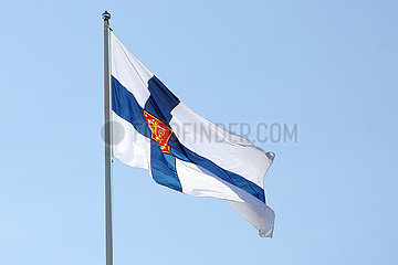 Helsinki  Finnland  Staatsfahne von Finnland