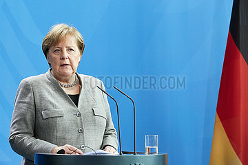 Berlin  Deutschland - Bundeskanzlerin Angela Merkel bei einer Pressekonferenz im Kanzleramt.