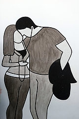 Batumi  Georgien  Zeichnung eines Liebespaares