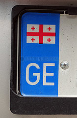 Batumi  Georgien  Laenderkennung von Georgien an einem Autokennzeichen