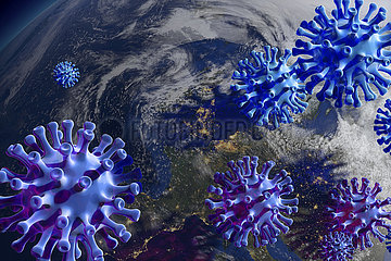 CGI Visualisierung: Erde Coronavirus