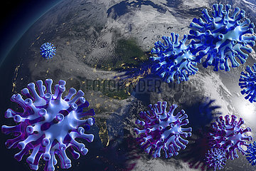 CGI Visualisierung: Erde Coronavirus