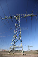 Nunsdorf  Deutschland  Umspannwerk mit Strommasten und Hochspannungsleitungen