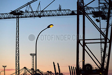 Deutschland  Bremerhaven - Verladekraene im Ueberseehafen  hinten Containerbruecken  EUROGATE Container Terminal Bremerhaven