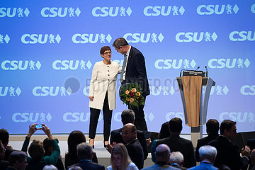 Markus Soeder and Annegret Kramp-Karrenbauer at the CSU Party Congress in Munich