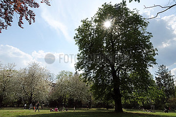 Berlin  Deutschland  Menschen relaxen im Fruehling im Bosepark