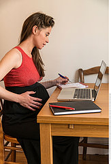 PREGNANT WOMAN WITH COMPUTER