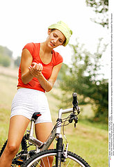 Woman and bicycle