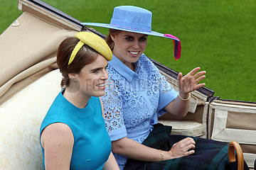 Royal Ascot  Princess Beatrice and Princess Eugenie of York arriving at the parade ring