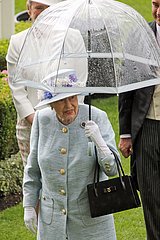 Royal Ascot  Queen Elizabeth the Second under her umbrella at the racecourse