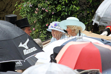 Royal Ascot  Queen Elizabeth the Second and Camilla  Duchess of Cornwall  arriving at the racecourse