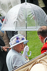 Royal Ascot  Queen Elizabeth the Second under her umbrella at the racecourse