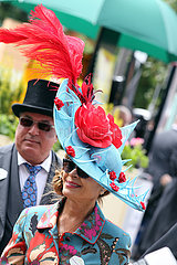 Royal Ascot  Fashion  women with hats on Ladies Day at the racecourse. Ascot racecourse
