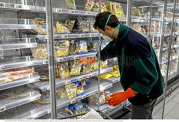 Supermarket in Eure  France during the 2020 coronavirus epidemic