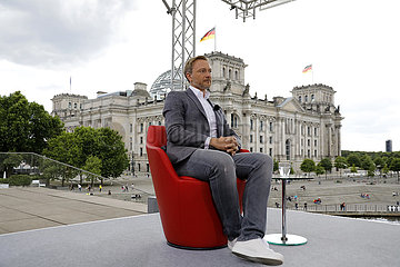 Christian Lindner - TV-Produktion ARD-Sommerinterview mit dem FDP Chef  Bericht aus Berlin