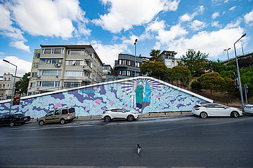 TÜRKEI-ISTANBUL-Wandmalerei-Mitarbeiter im Gesundheitswesen