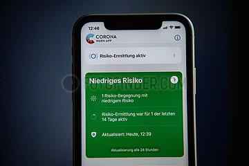 Corona Warn App auf iPhone 11 mit Risikobegegnung
