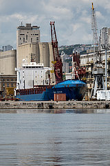 Kroatien  Rijeka - Der Frachter BBC Century im Hafen  Entladung vorgefertigter Stahlteile