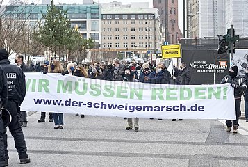 Schweigemarsch gegen Corona-Maßnahmen  Hamburg