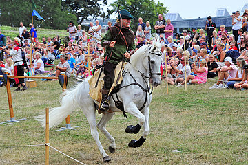 Nykoeping  Pferd und Reiterin bei einem Ritterturnier
