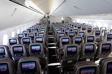 Frankfurt am Main  Deutschland  leere Sitze in einer Flugzeugkabine in Zeiten der Coronapandemie